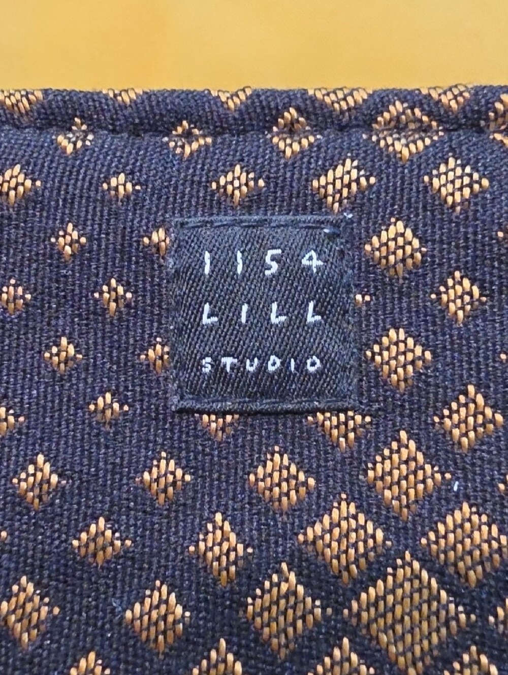 NWOT - 1154 Lill Studio Custom Unique Fabric Pouch Clutch Black Gold Geometric